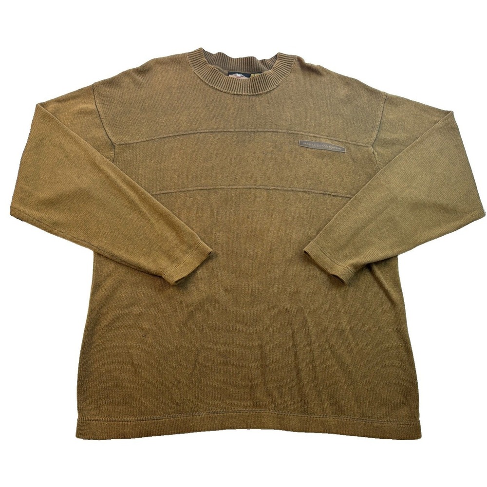 Harley-Davidson Men's XL Olive Ramie Cotton Relaxed Knit Sweater Vintage 90s